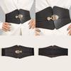 Fashion Gold Buckle Decoration Women Casual Black Faux Leather Belt For Dress And Coat Fashion Accessory