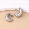 Smooth Geometric Hollow Crescent Stud Earrings Women European American Minimalist High-end Fashion Ear Jewelry Gift