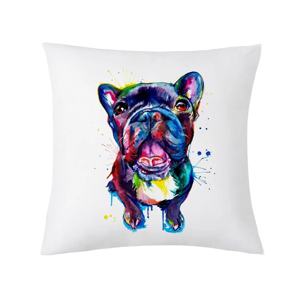 Creative Bulldog Print Pillowcase Office Living Room Car Ornaments Home Pillowcase