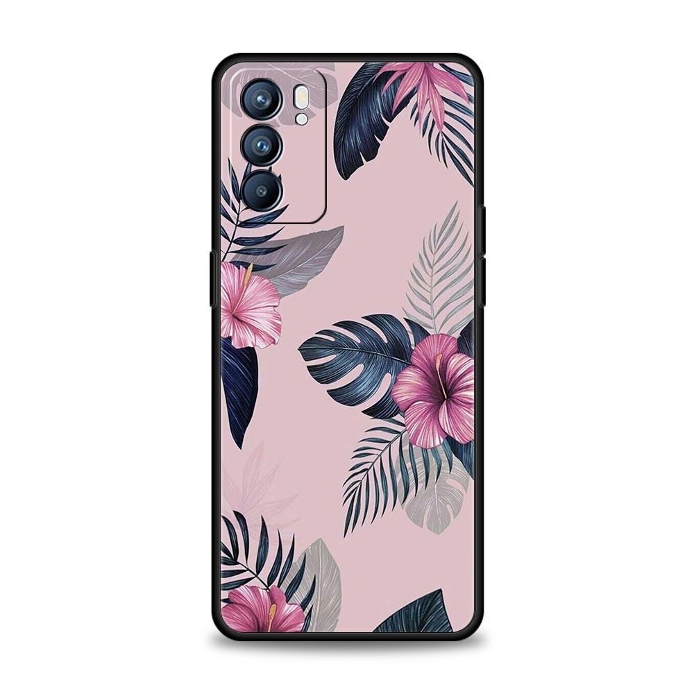 Винтажный чехол с цветком из банановых листьев для Oppo Reno8 Reno7 Reno6 Pro A54 5G Find X6 X5 A53 A52 A9 A15 A95 A17 A16 A76 A74 A57