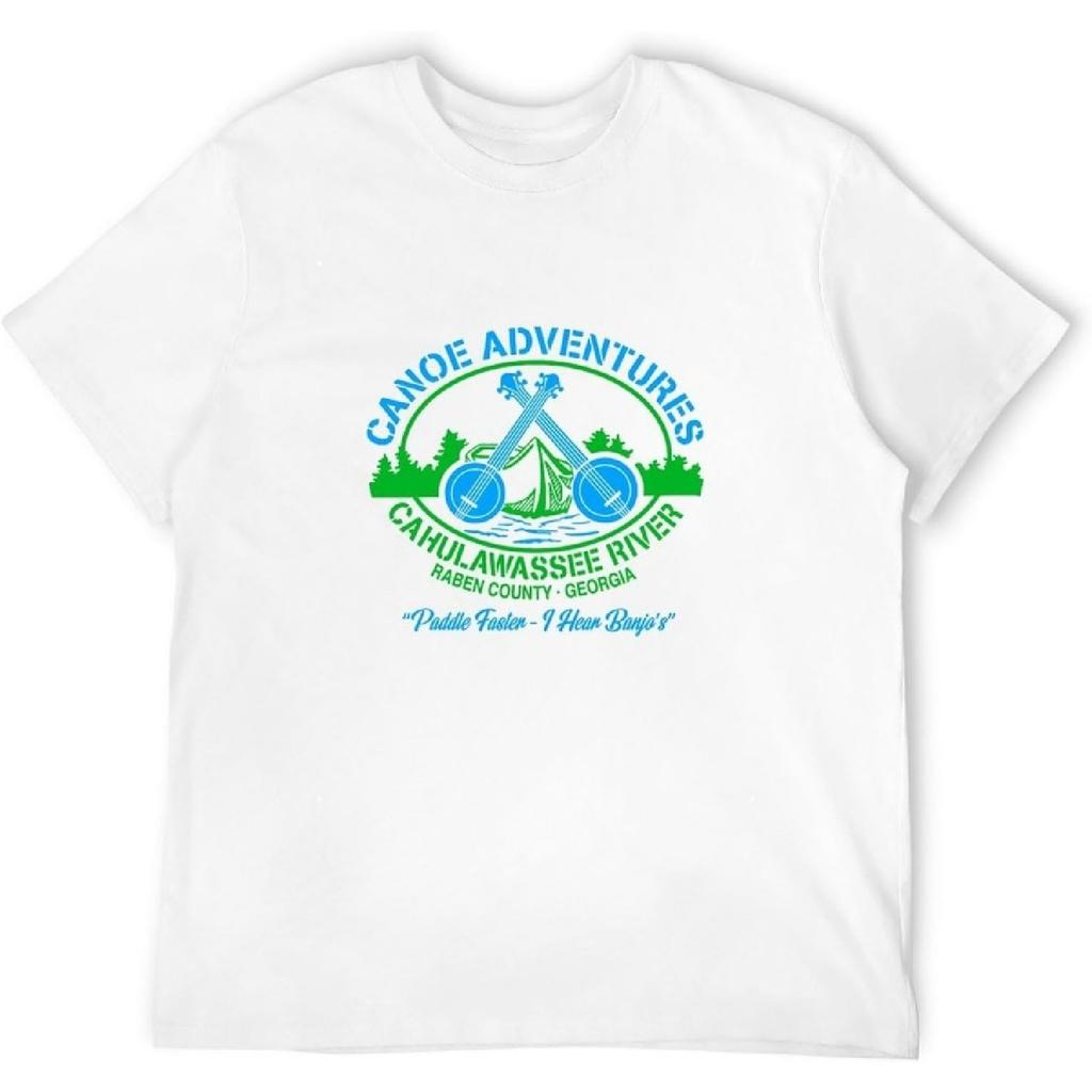Hiwide Men's Deliverance Inspired Film T-Shirt - Canoe Adventures - Banjo'S Retro 70'S Movie White
