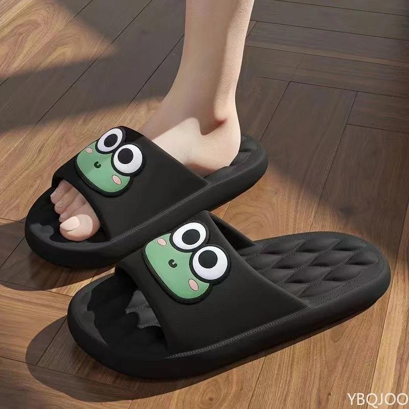 Летние женские тапочки Милые лягушки Домашняя нескользящая обувь Пара сандалий на толстой подошве Защита от запаха Мужские женские тапочки для ванной Zapatos