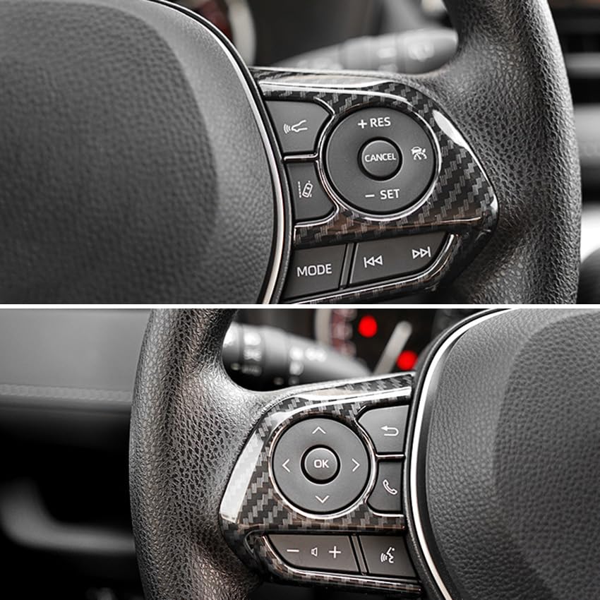 RUIQ Toyota RAV4 Interior Steering Wheel Handle Black Carbon Fiber Designed Exclusively for the Toyota RAV4 (5th Generation) Garnish, Frame, Finish,