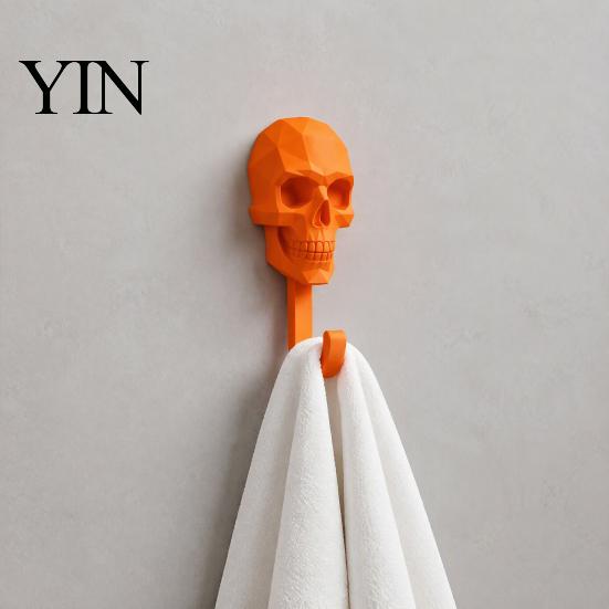 Sturdy PLA Skull Hanger Wall Hook, 3D Printed Gothic Decorative Adhesive Key Heavy Duty Hook Holder, Mounted Storage Organizer for Home Bedroom