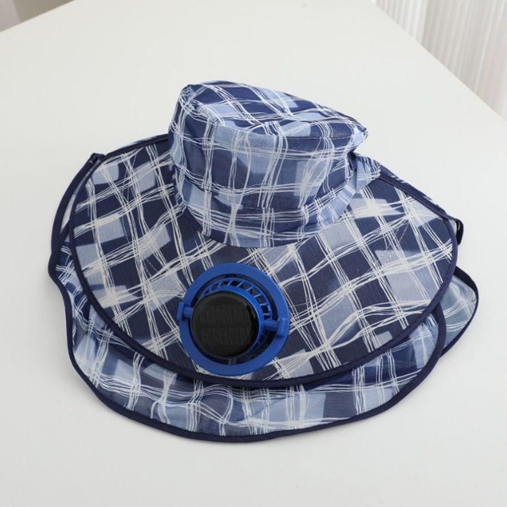 USB Charging Solar Fan Cap Anti-UV Cooling Fan Hat Women Sun Hat Fisherman Hat Summer Season