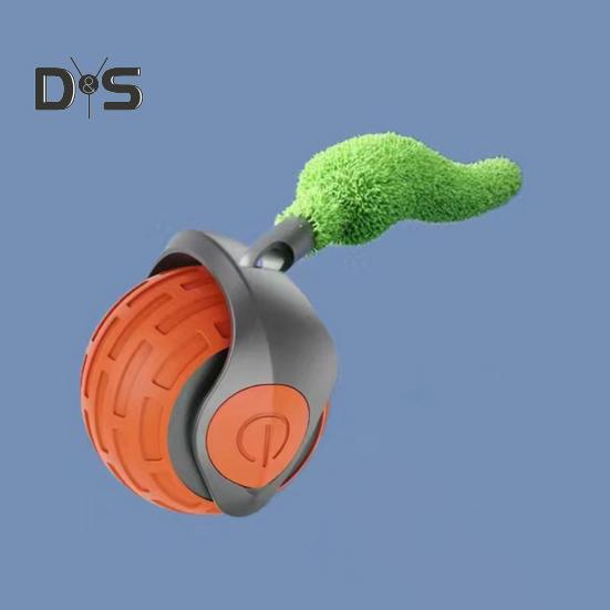 Интерактивная игрушка-мяч для кошек, перезаряжаемая через USB, катящаяся игрушка-мяч с двухскоростной регулировкой, автоматическая движущаяся игрушка для кошек с хвостом для домашних кошек