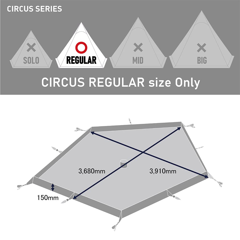 Tenmaku Design Circus Полноразмерная напольная простыня для ванны, тип 15 см, подъемная одностоечная палатка для одиночного дуэта, семейного кемпинга, стиль татами, обычная (Необязательный элемент)