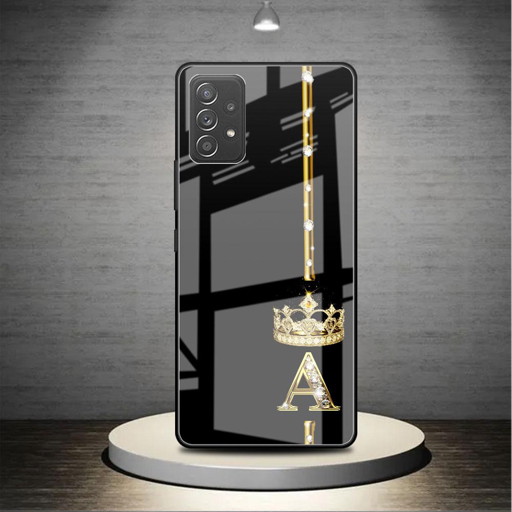 Стеклянный чехол из розового золота с 26 буквами ABC для Samsung Galaxy A52 A71 A50 A51 A70 A21s A31 A72 A10 A12 A30 A22 5G, чехол для телефона