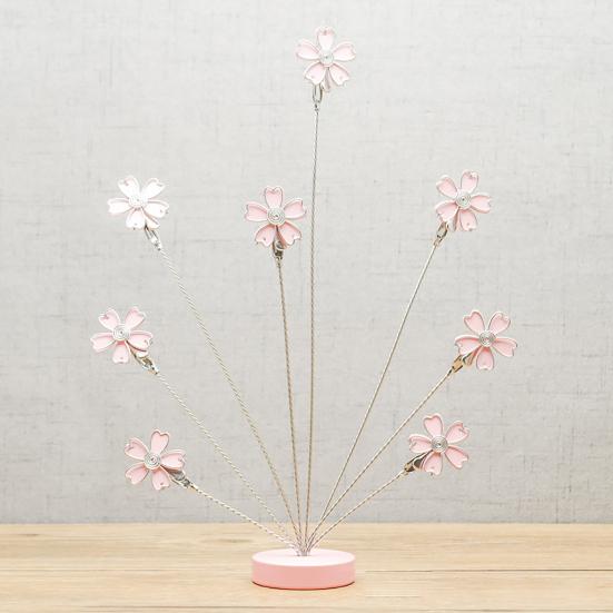 Cherry Blossoms Photo Tree Holder with Clips 8-Branch Picture Frame Stand for Desk Home Office Memo Paper Note Wedding Photo Display