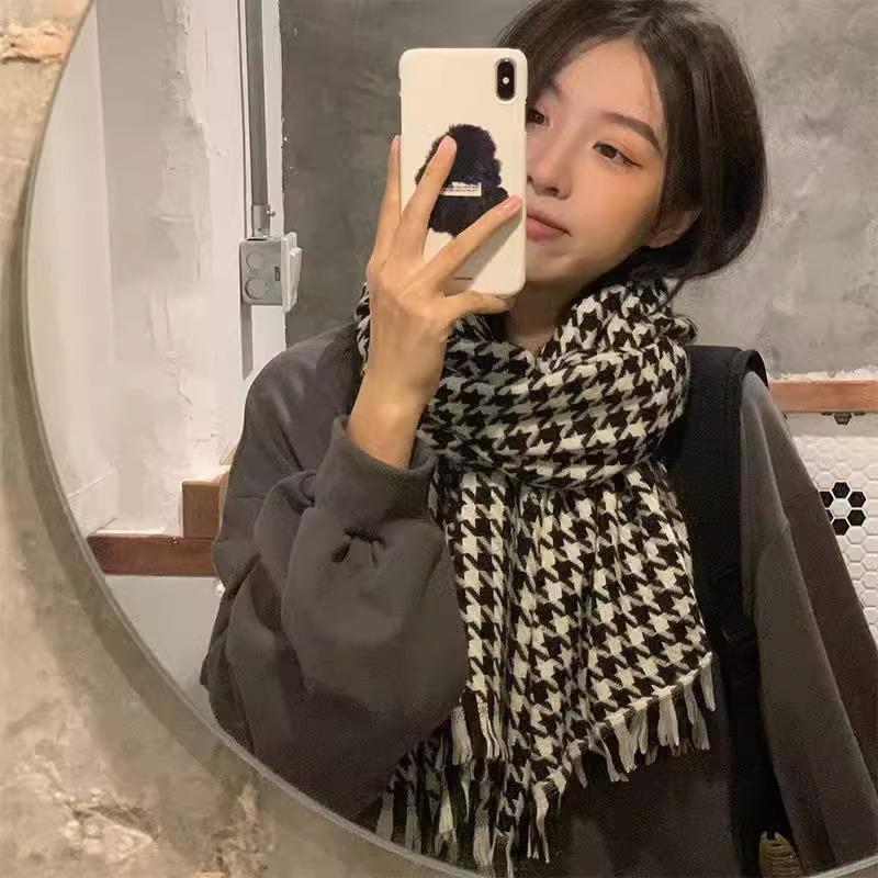 New Scarf Women's Winter Japanese and Korean Style All-match Plaid Warm Thickened Couple Scarf Student Shawl