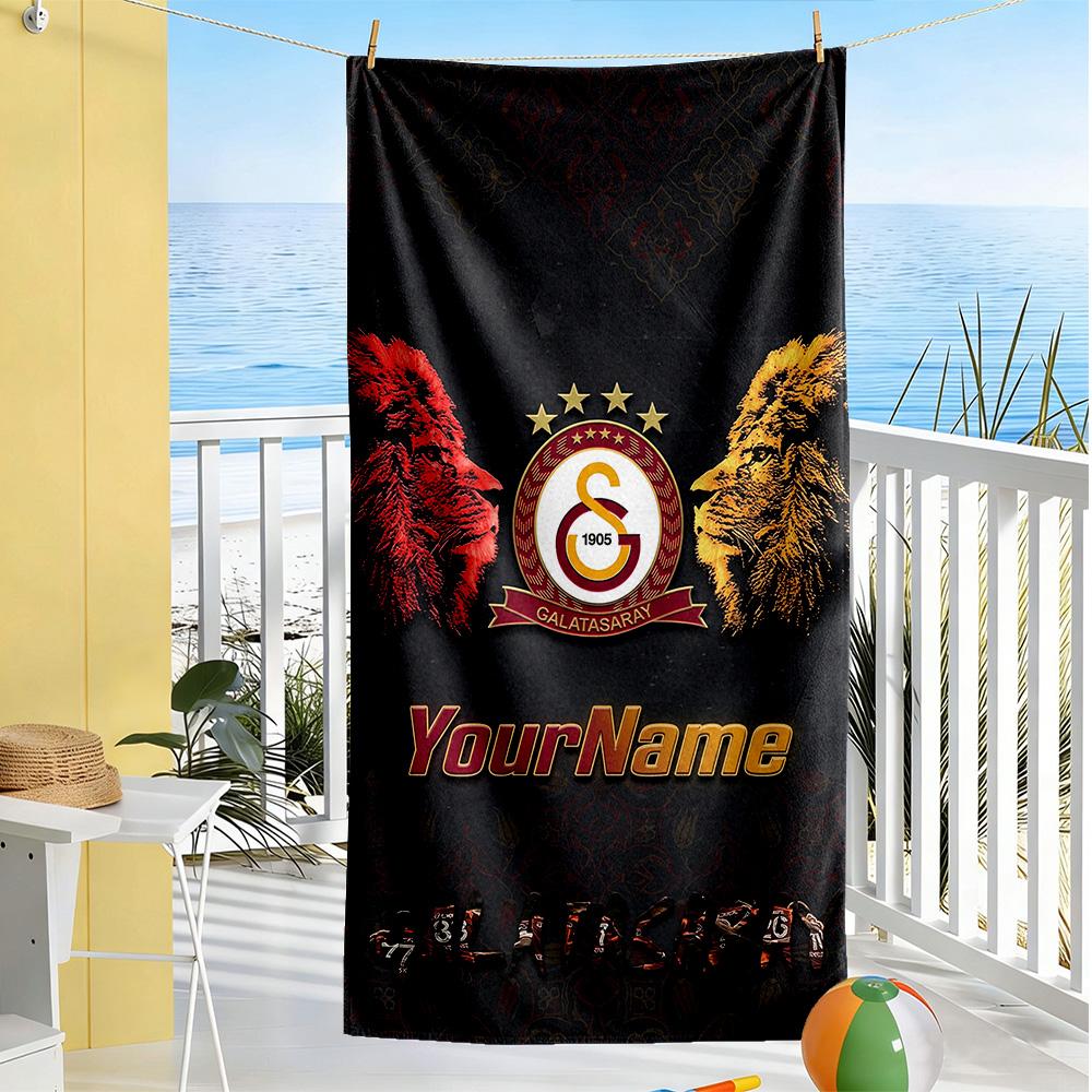 Galatasaray Customizable Name Beach Towel High Absorbency Quickdry Portable For Swimmingbeachcamping Travel Beach Accessoriesgym