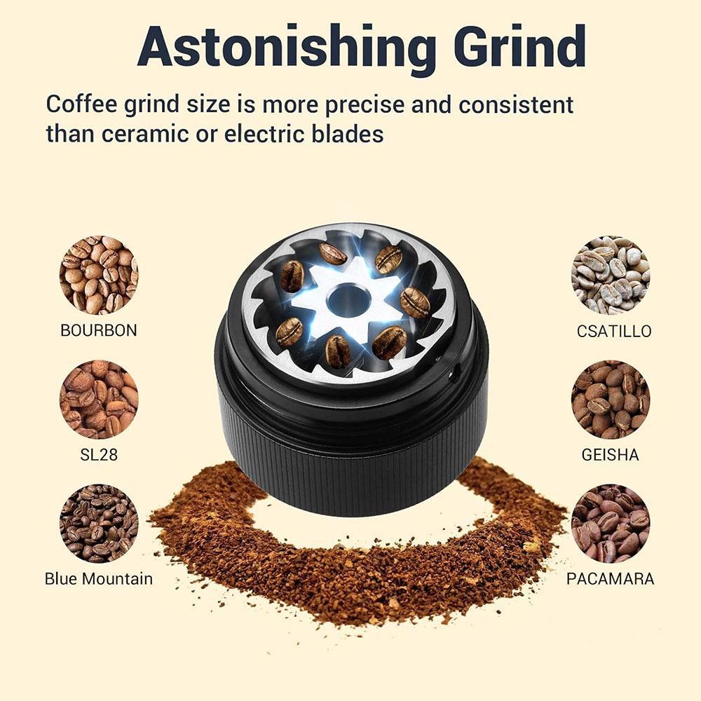CNC Hand-Crank Coffee Grinder with Aluminum Shell and 420 Stainless Steel Conical Blade