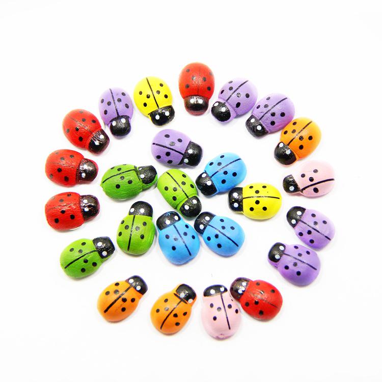 10 шт./компл., милая деревянная наклейка с божьей коровкой и божьей коровкой для детей, DIY ремесло, домашний декор