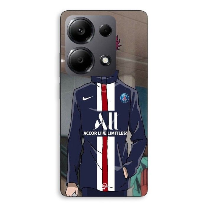 Coque de téléphone - MANIACASE - Xiaomi Redmi Note 13 Pro 4G - Silicone - Noir - Paris Saint Germain anime