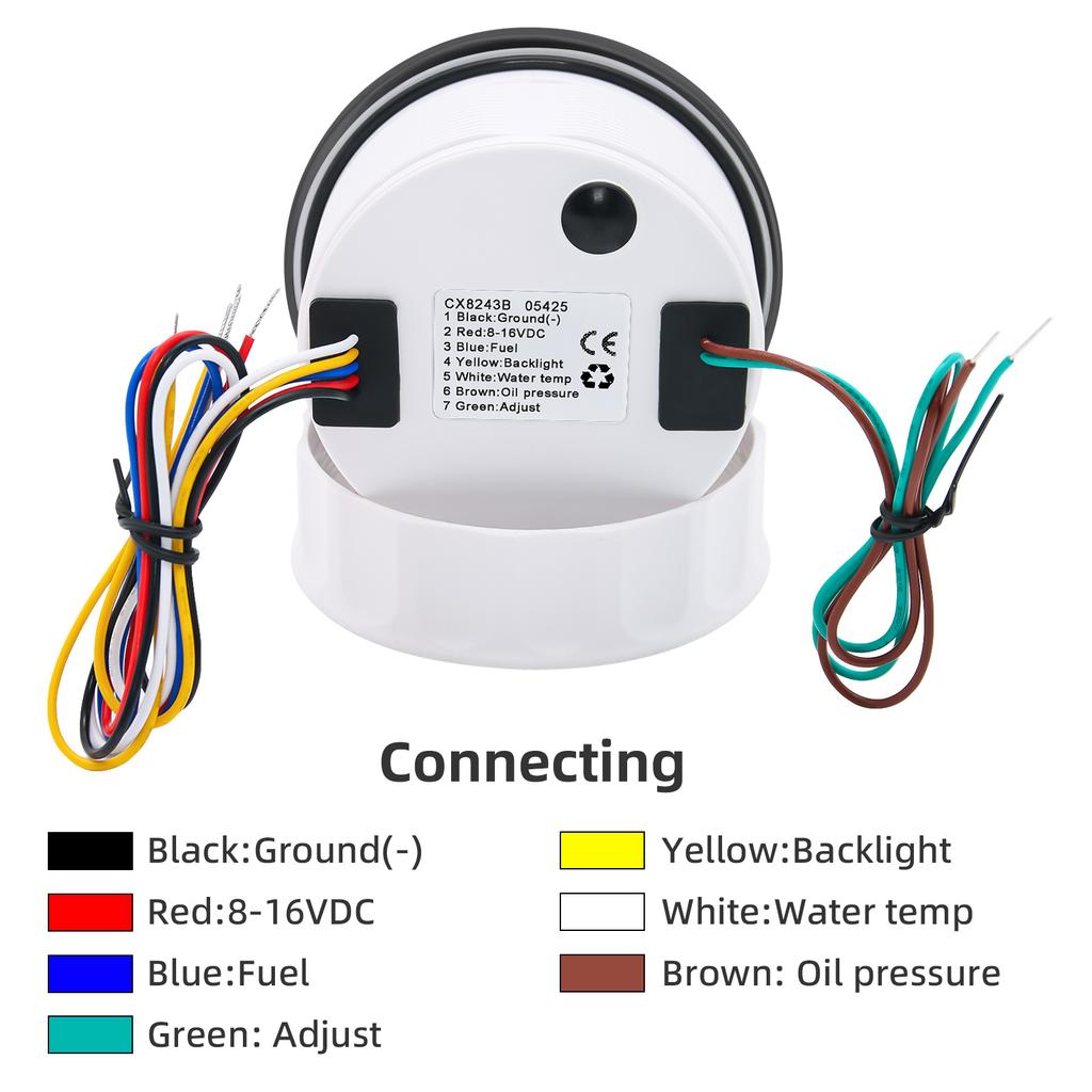 85 мм 4 в 1 Датчик Датчик давления масла Датчик температуры воды Датчик уровня топлива Вольтметр с сигнализацией Для морской лодки автомобиля Водонепроницаемый 12 В 24 В