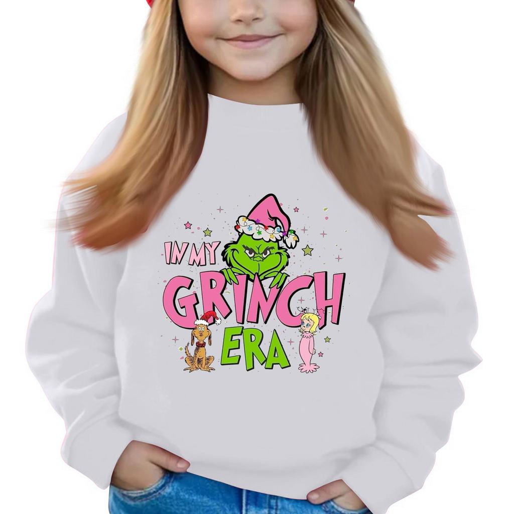 Рождественские пуловеры с круглым вырезом для девочек, детские топы с принтом