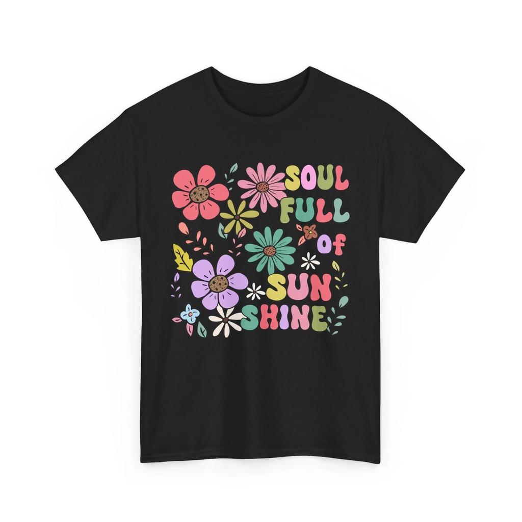 Sun & Flowers T-shirt Tops Tees Unisex - Happy Floral Tee for Positive Energy