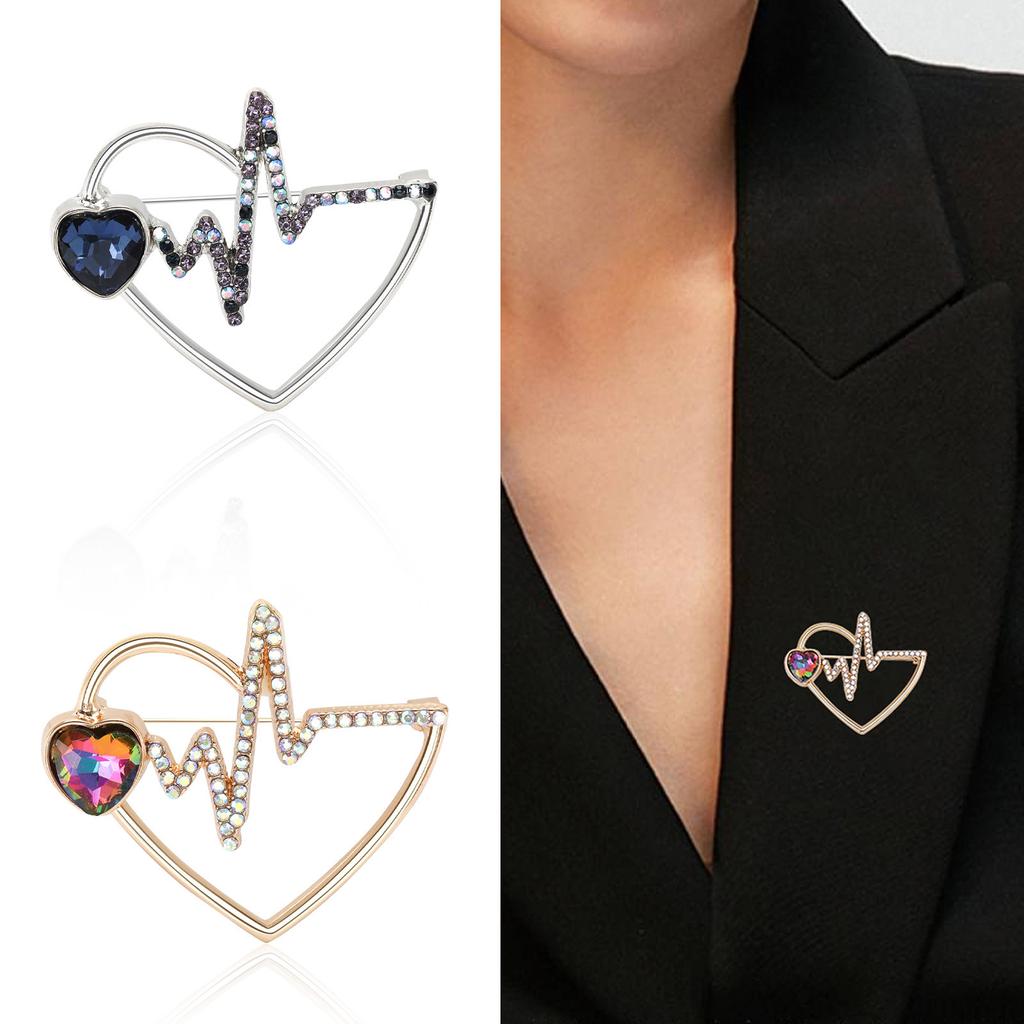 Высококачественная электрическая брошь в форме сердца с водным бриллиантом, модный и универсальный костюм с цветком на груди