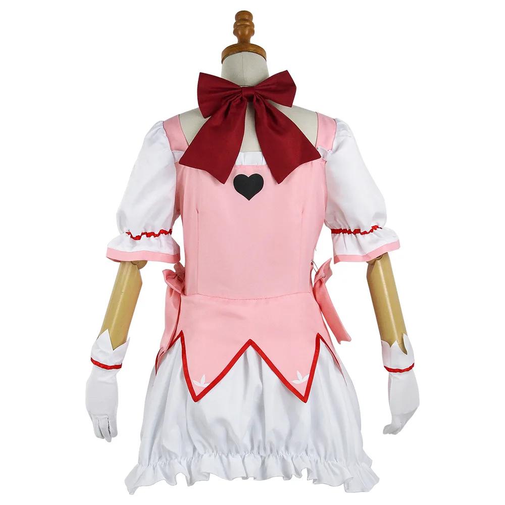 Костюм для косплея Канамэ Мадоки, парик, аниме Puella Magi Madoka Magica, розовое бальное платье, униформа для Хэллоуина, наряд для женщин, для девушки