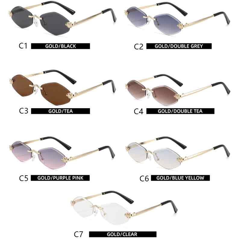 Fashion  Rimless Irregular Rhombus Metal Sunglasses Women Men Luxury Brand Sun Glasses Travel Driving Lady Man Eyewear UV400