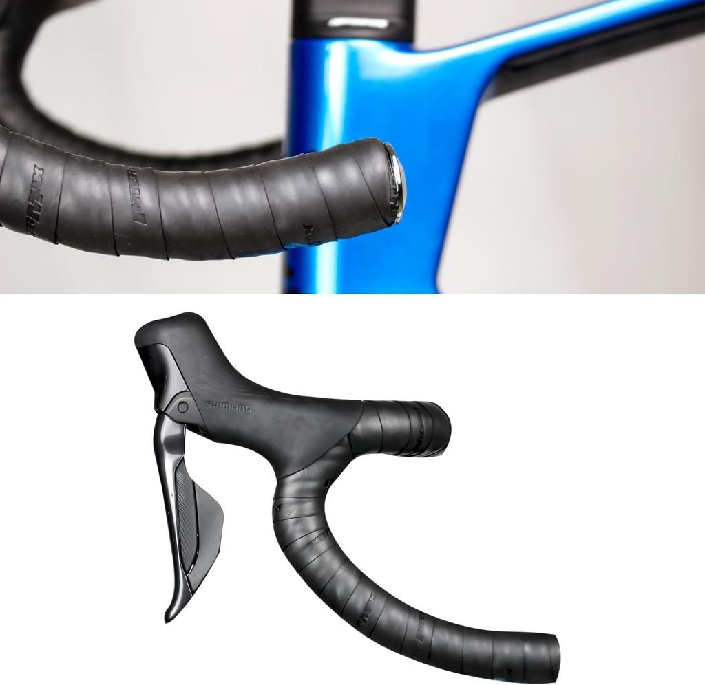 INTERMAX THE Thin Matte Black Bar Tape for Road Bikes and with Handlebar Grips and End Caps (INTERMAX BARTAPE) Bicycles, Grip-Emphasized Screw-On