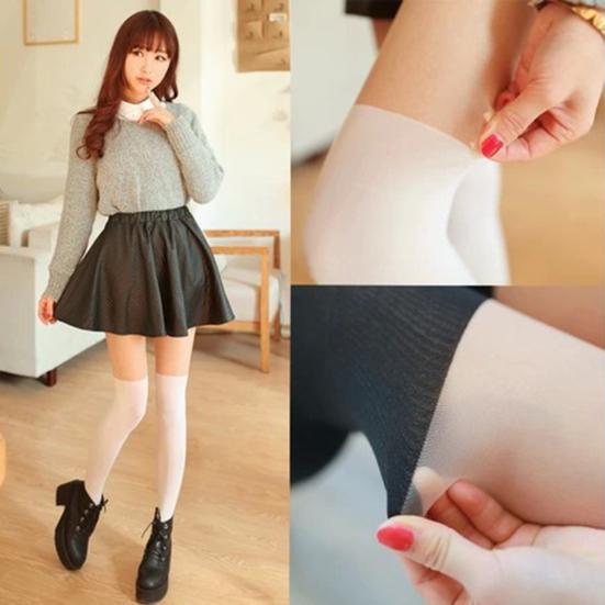 1 пара женских чулок, высокоэластичные однотонные нескользящие узкие мягкие зимние длинные носки для девочек длиной выше колена
