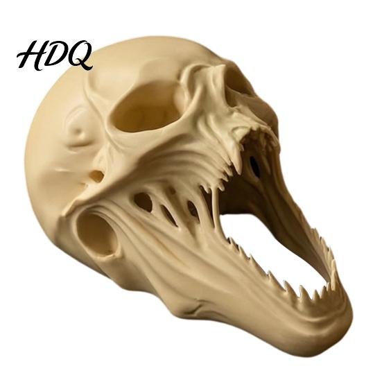 Жуткий Череп с Челюстями Настольное Украшение 3D Печатное Хэллоуинское Украшение, Реалистичная Статуя Ужасов, Жуткие Реквизиты для Вечеринок для Домов с Привидениями Фигурка с Острыми