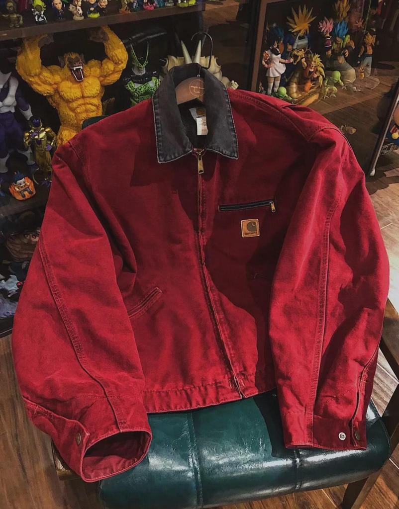 Винтажная потертая парусиновая куртка J97 - унисекс с застежкой-молнией, бывшая в употреблении