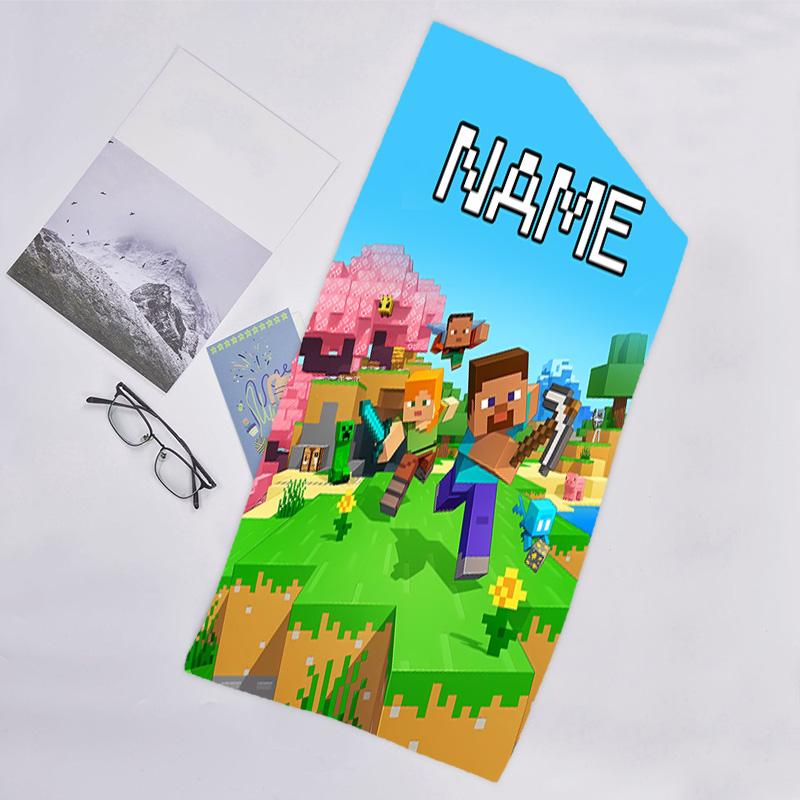 1pc Minecraft1 Beach Towel with Custom Name, Beach/Swimming/Bath/Picnic/Camping Towel, Suitable for Seaside Beaches
