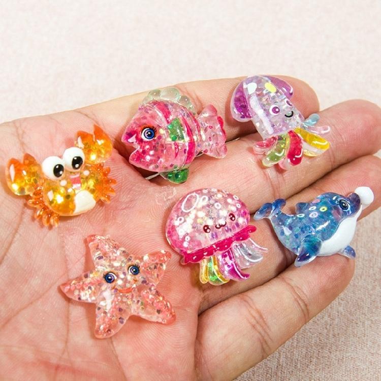 Набор из 2/6 смоляных фигурок морских существ, ornaments для поделок, фоторамок, чехлов для телефонов, скрапбукинга и аксессуаров для волос