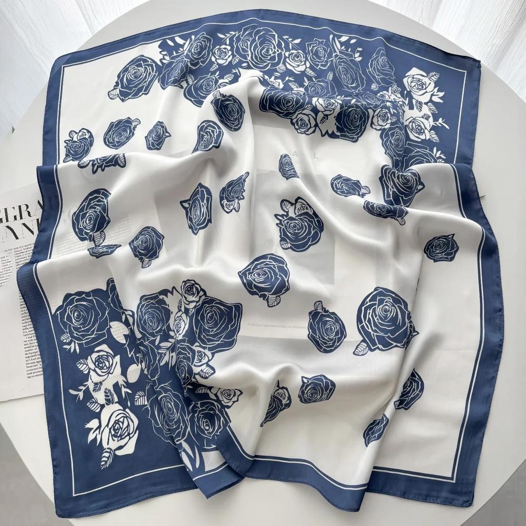 Luxury Paisley Print Shawl Square Scarf for Women Soft Satin Neckerchief Female Hair Bands Ribbon Headband Bandana