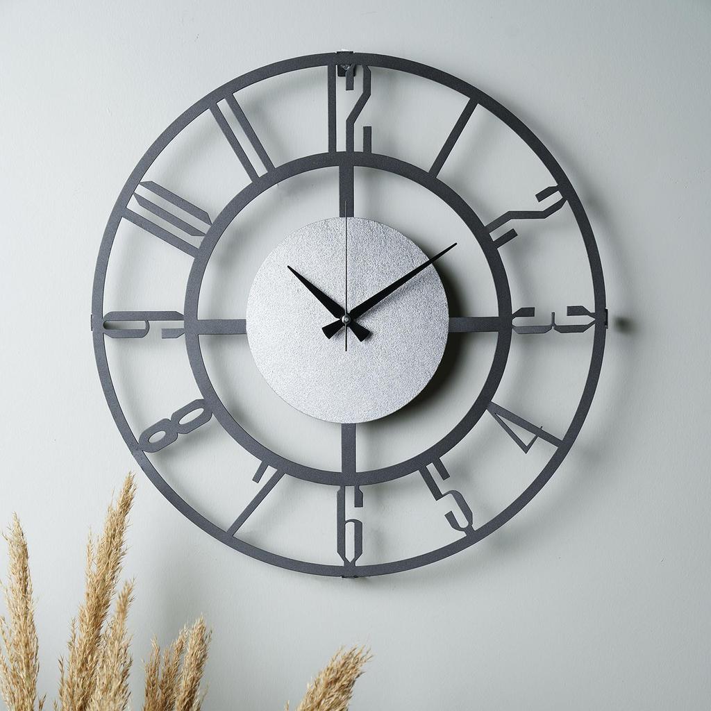 MUYIKA A Bunnela Silver, Red, Black Metal Color Wall Clock 50x50cm MDS-50