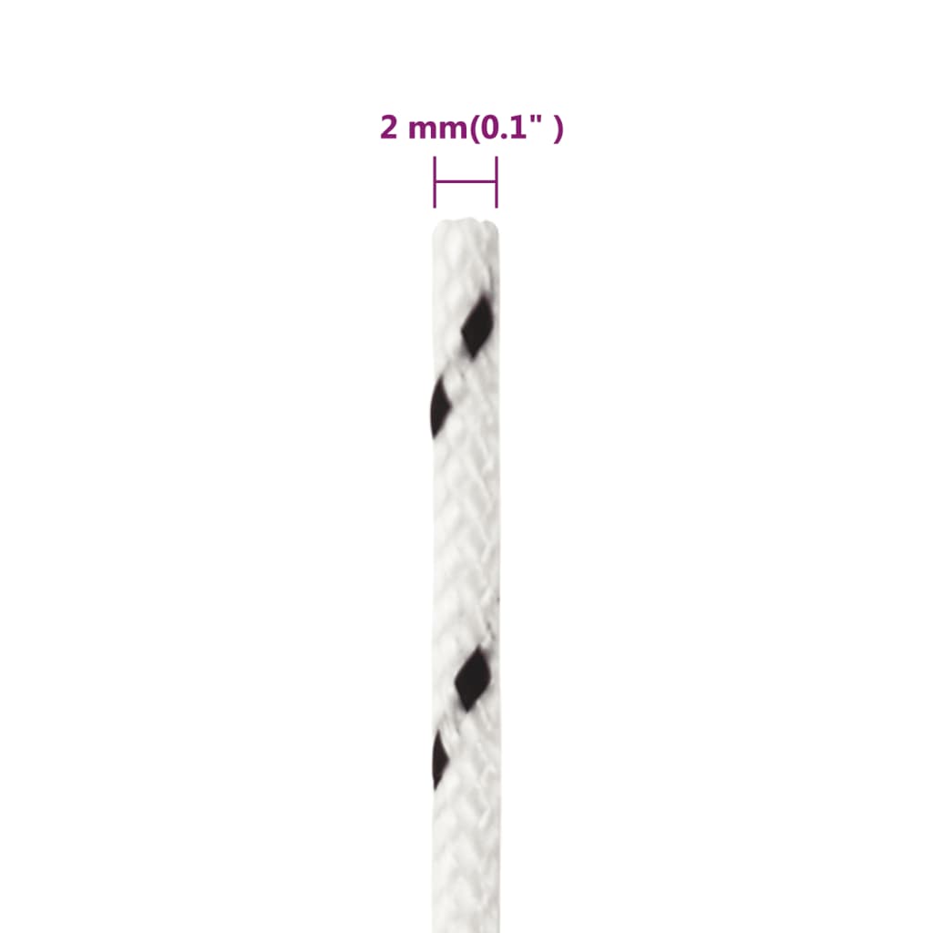 Boat Rope Braided White 2 mm * 50 m Polyester