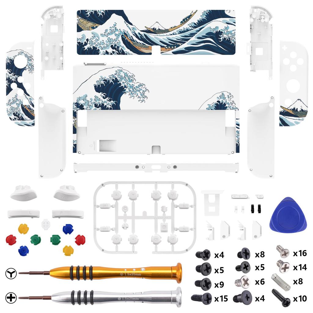 Not the Main Body eXtremeRate Switch Pattern Back Plate for OLED PC Switch Rear Switch Compatible for Switch OLED Handheld Controller Kick Stand and