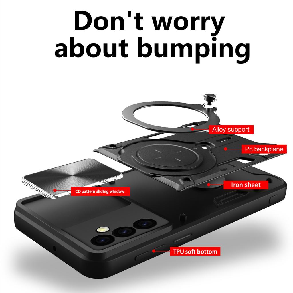 Slide Camera Lens Case For Samsung Galaxy Note20 Ultra 4G Magnetic Armor Hybrid Metal Ring Back Cover For M54 M53 M34 M33 M23 5G