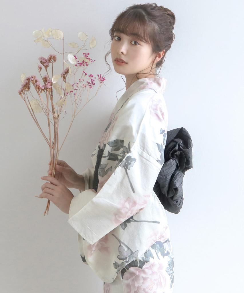 Юката разный комплект heiko F один размер подходит [KYOETSU] комплект, переплетение, неотбеленный, 6 предметов (юката, оби, нижнее белье, гэта, пояс) Женский (5.Антиквариат