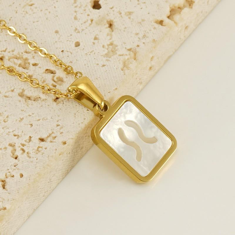 18-каратное золото нержавеющая сталь 12 созвездий ожерелье ювелирные изделия белая ракушка полая подвеска ожерелье для женщин