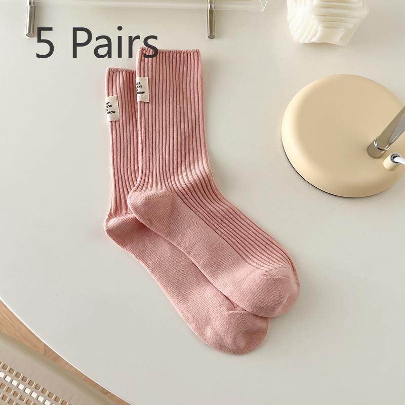 5 пар женских весенне-летних новых хлопковых носков с ворсом на каблуке