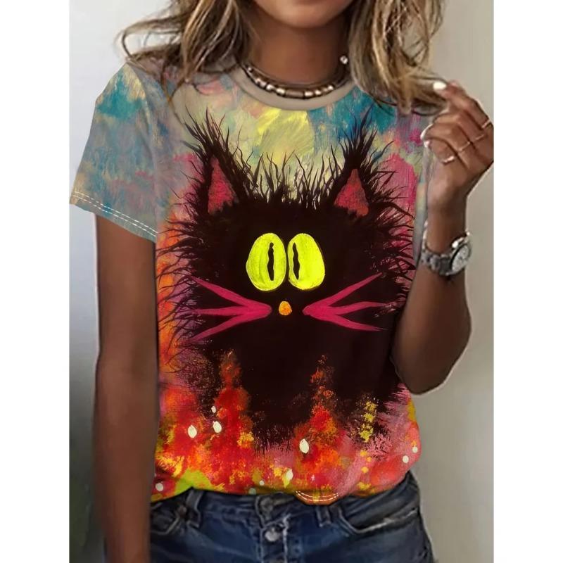Women's T-Shirts Cartoon Characters Cute Pattern 3d Print Tshirt Funny Cartoon Animal Casual Short Sleeve O Neck Female Clothing