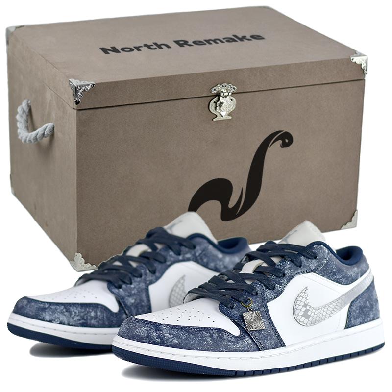 Jordan Air Jordan 1 NR Подарок Низкие Винтажные Баскетбольные Кроссовки Мужские Сине-Белые 553558-141(Team679-S-BOX)