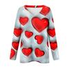 Women's Long Sleeved T-shirt V-neck Valentine's Day Print Casual And Comfortable Top