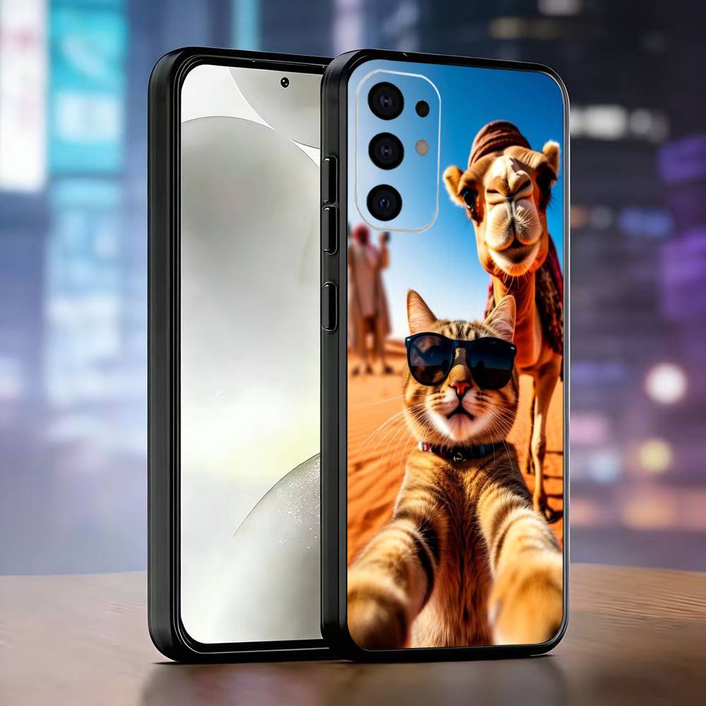 Чехол для телефона с селфи котенка Черный Силиконовый Мягкий Для Samsung S25,S24,S21,S22,S23,S30,Ultra,S20,Plus,Fe,Lite