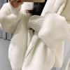2025 Women's Medium-Length Lambswool Faux Fur Hooded Coat - Autumn/Winter Collection