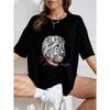 White Oversized T Shirt With Money Ball And Fake Money Print For Casual Wear