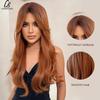 Long Straight Wig with Bangs Orange Iron Red Ginger Synthetic Wigs Daily Party Cosplay Wig for Women Heat Resistant Fiber Hair