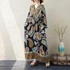 Хлопковое винтажное платье с длинным рукавом большого размера, с цветочным принтом, новинка, повседневное свободное макси-платье для женщин, весенне-осеннее