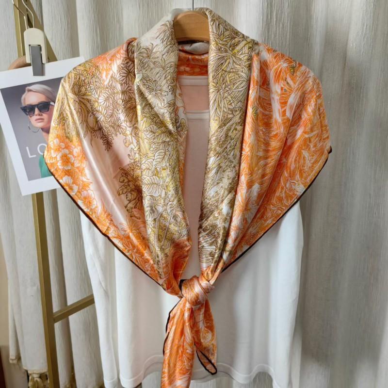 Womens Silk Scarf 110cm Large Square Shawl Air Conditioning Office Fashion Luxury