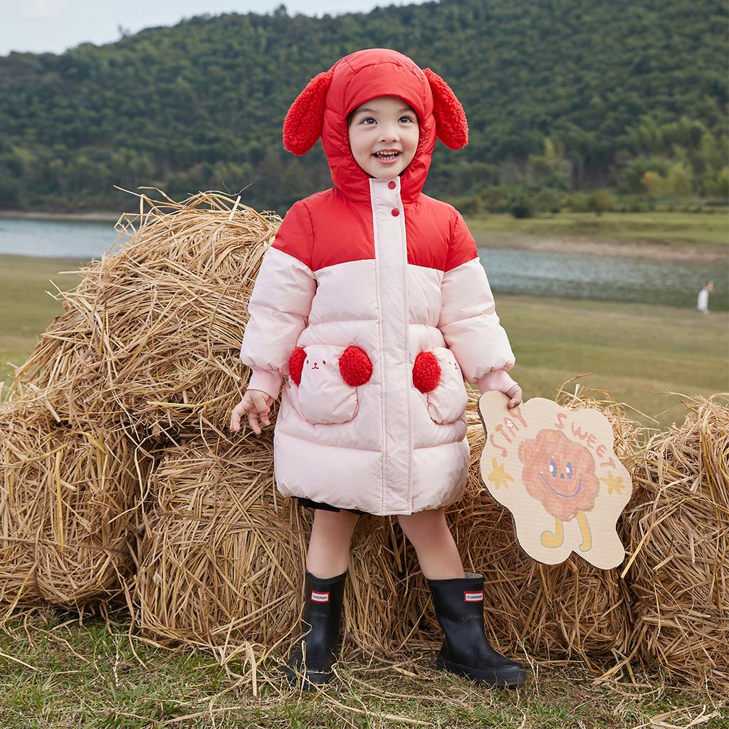 Infant & Girls' Down Jacket - 24 Winter Children's Warm Jacket Top with Heat Storage Inner Hood and Windproof Design