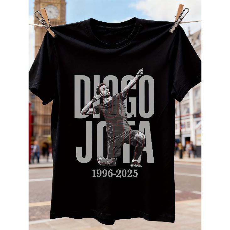 Men'S Jota Diogo Commemorative Tee - A Graphic T-Shirt Celebrating 1996-2025 Featuring a Signature Pose And Name Print, Designed As a Casual Crew