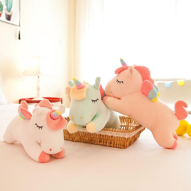 Doll Cute Unicorn Doll Rainbow Horse Plush Toy Girls Birthday Gift Leg Clip Baby